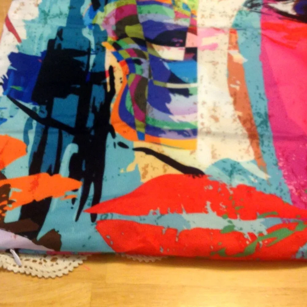 Abstract face pillow cover, colorful and fun